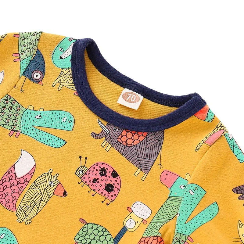 Осенний детский хлопковый комбинезон с длинными рукавами и рисунком из