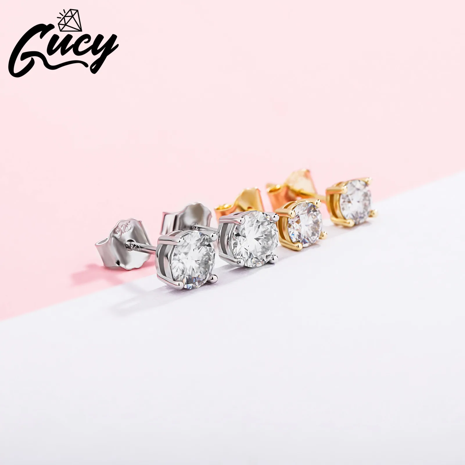 

Женские круглые серьги из серебра 925 пробы с муассанитом, 3-5 мм