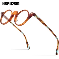 hepidem acetate glasses frame men 2022 vintage retro small round eyeglasses women optical prescription spectacles eyewear 9183