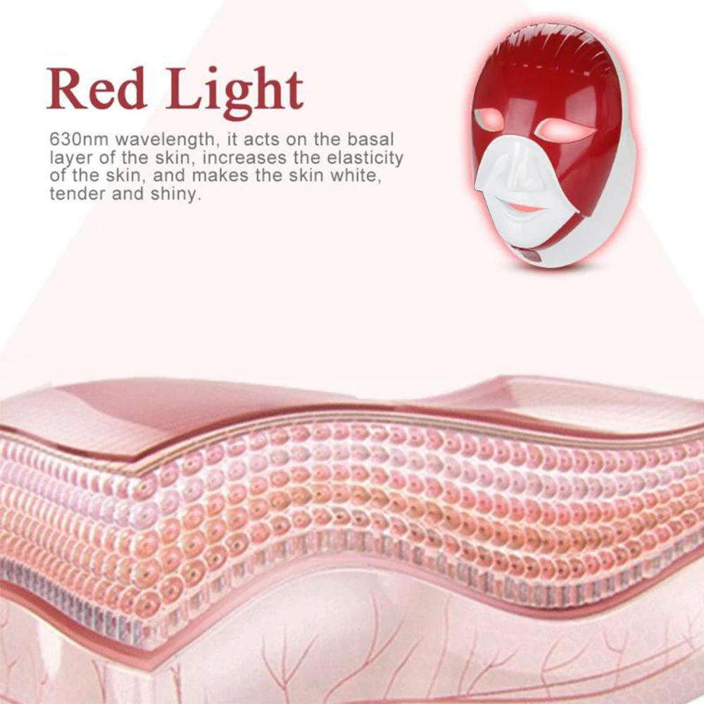 Facial Rejuvenation Beauty Device Rechargeable 7 Colors Led Mask Lifting Anti Acne Neck Wrinkle LED Photon Therapy | Красота и