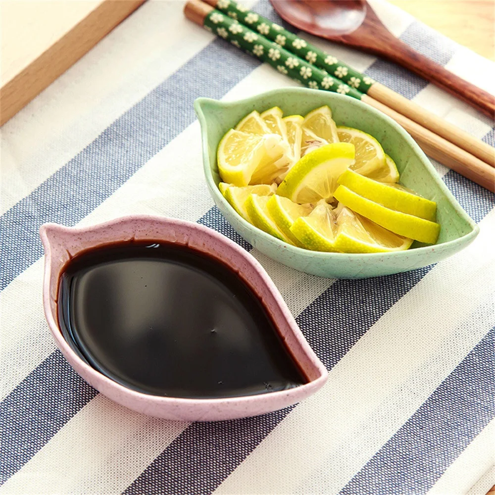 

4PC/Set Seasoning Bowl Japanese Leaf-Shaped Soy Sauce Vinegar Dish Wasabi Bowl Sushi Snack Board Kitchen Gravy Boat Tableware