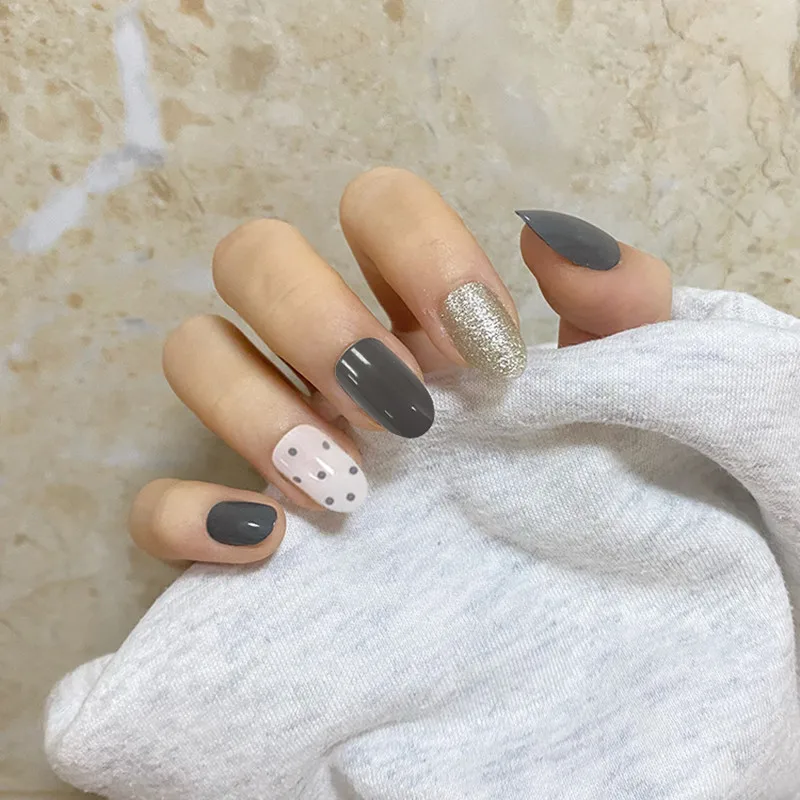 

24pcs/Set False Nails For Women Multiple Types And Designs Are Available Detachable And Wearable Full Cover Nail Tips With Glue