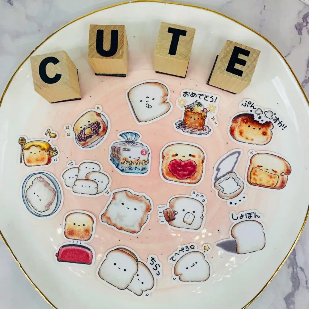42 PCS Cute bread toast expression paper stickers crafts and scrapbook children's toys book decoration DIY | Игрушки и хобби