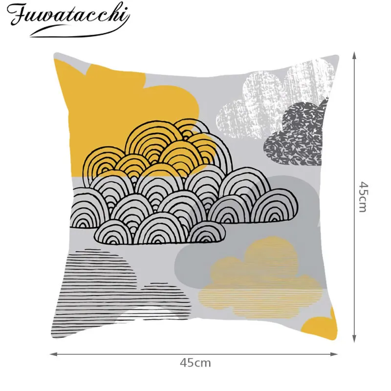 

Fuwatacchi Cushion Cover Plants Abstract Leaves 45x45cm Seat Throw Pillow Car Home Decoration Decorative Back Pillowcase
