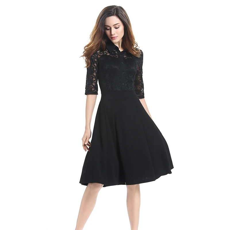 Женское кружевное платье в стиле рокабилли белое винтажное с отложным