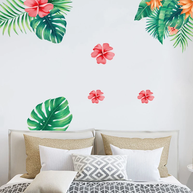 

Zollor DIY Creative Nordic Style Green Leaf Flowers Wall Sticker Bedroom Living Room TV Background Wall Decoration Sticker