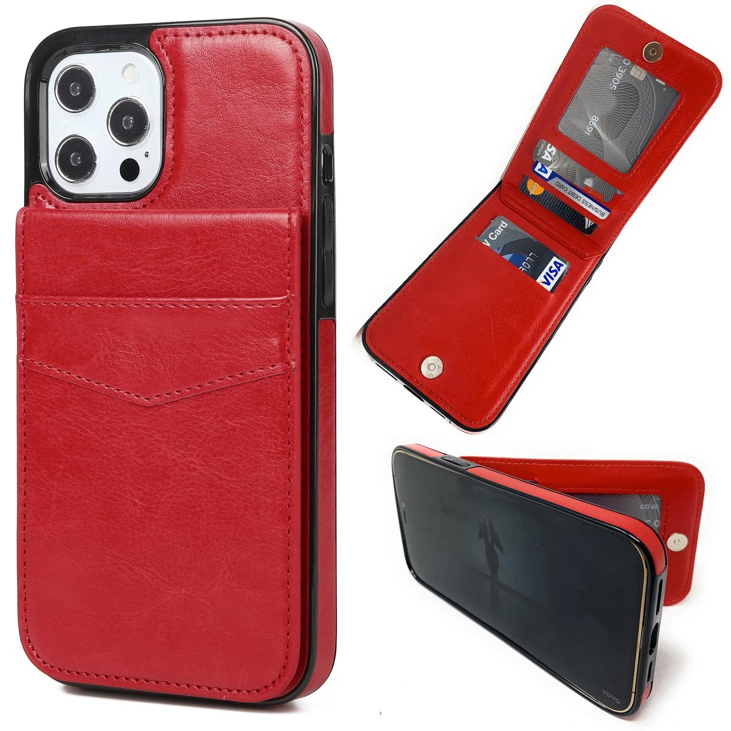 Women's Trendy  Cell Phone Case Wallet For iPhone14 Pro Max with Card Slots Holder  Men's Luxury Magnetic Coin Pocket