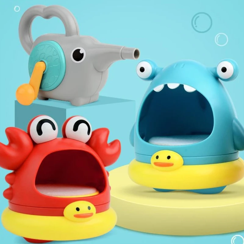 

B2RE 1PC BPA Free Plastic Bubble Blowing Product Cartoon Crab/Shark Bubble Maker Interactive Play Kits Bubble Machine Toy