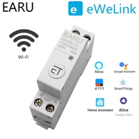 1pn din rail wifi circuit breaker smart timer switch relay remote control by ewelink app with smart home alexa google home