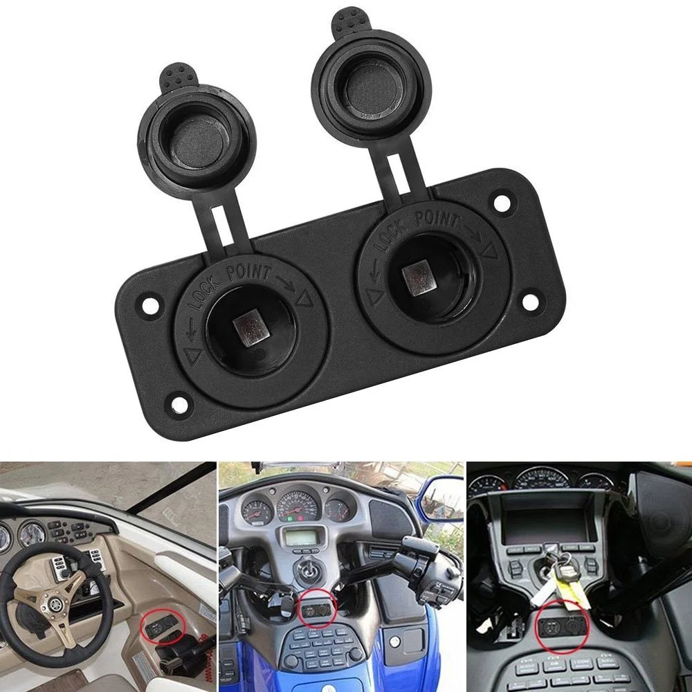 DIY Car Motorcycle Dual Cigarette Lighter Splitter 12V 24V Charger Power Socket Adapter Plate Panel Mount 4 Screws Screw Caps | Автомобили