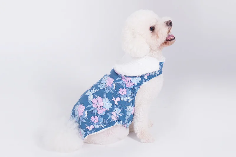 С цветочным принтом теплый жилет одежда для детей худи маленьких собак кошка