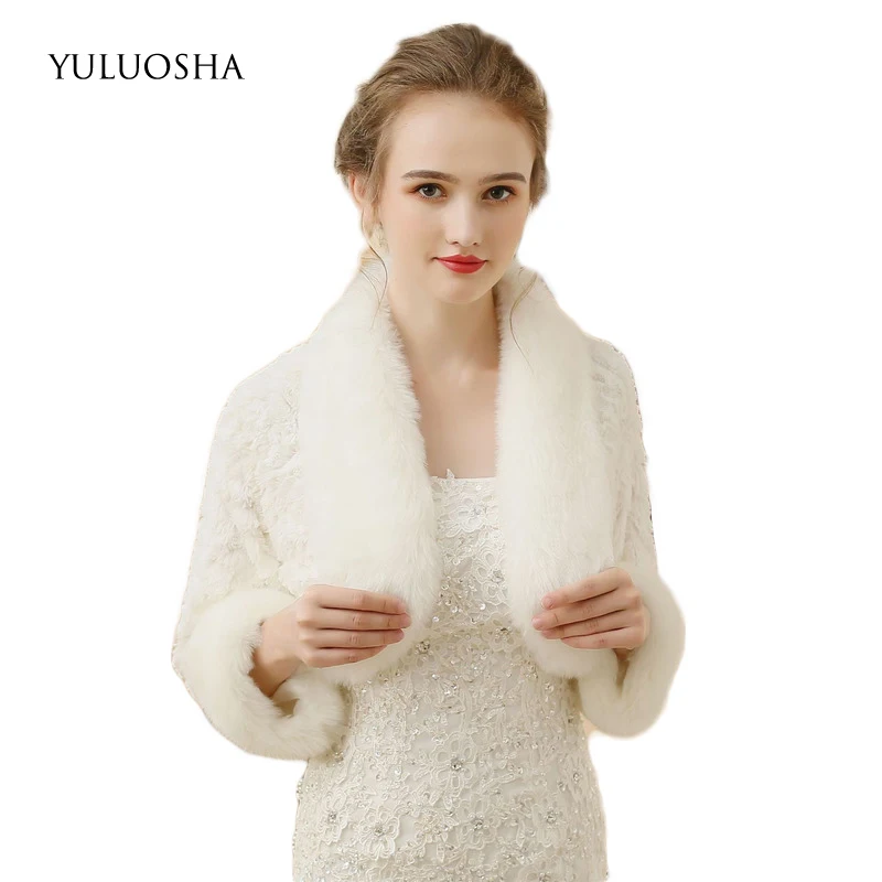 YULUOSHA Свадебная плюшевая шаль для невесты на осень и зиму теплое свадебное платье