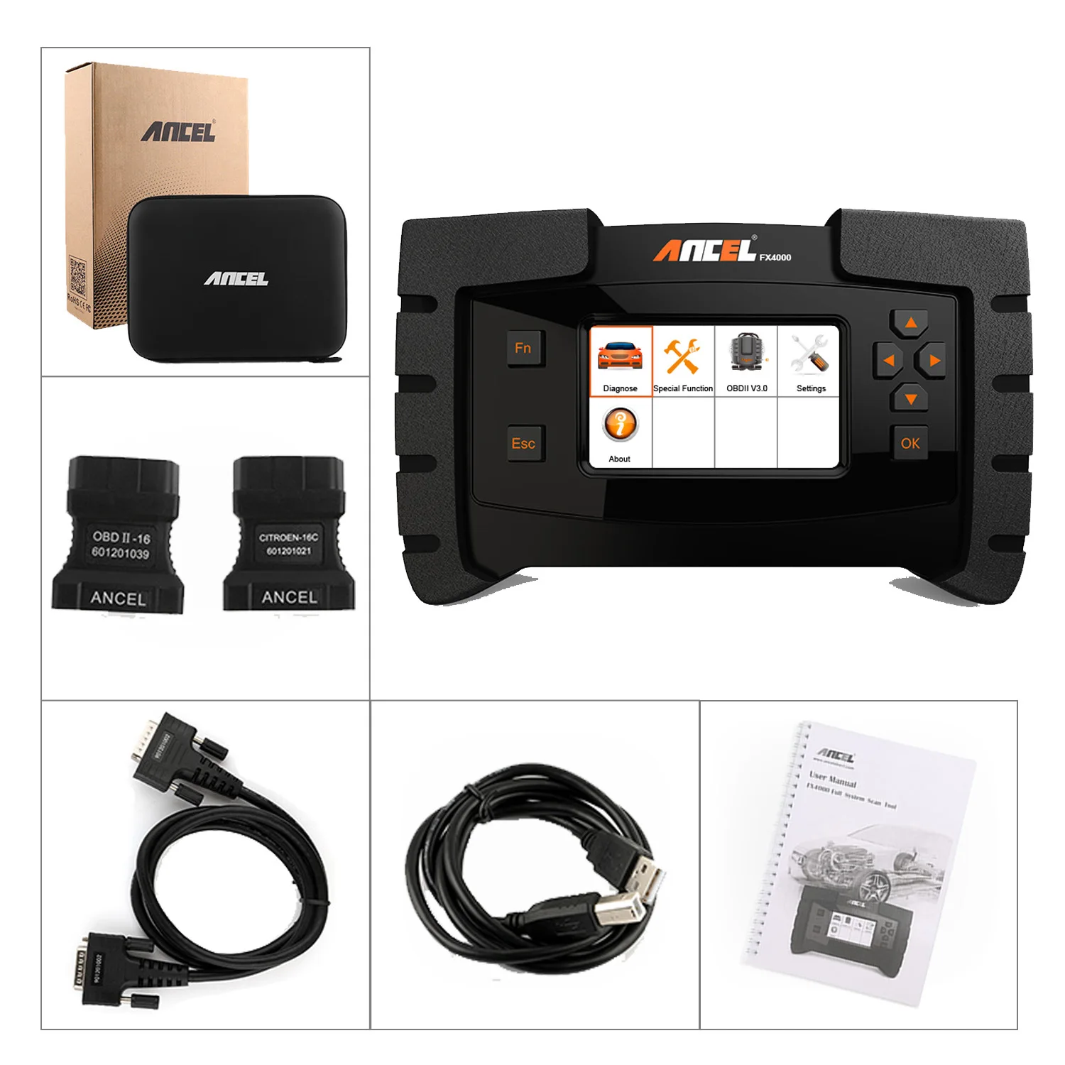 

Ancel FX4000 OBD2 Diagnostic Scanner Code Reader Full System Oil EPB Service Reset ABS Bleeding Automotive Tools For Car