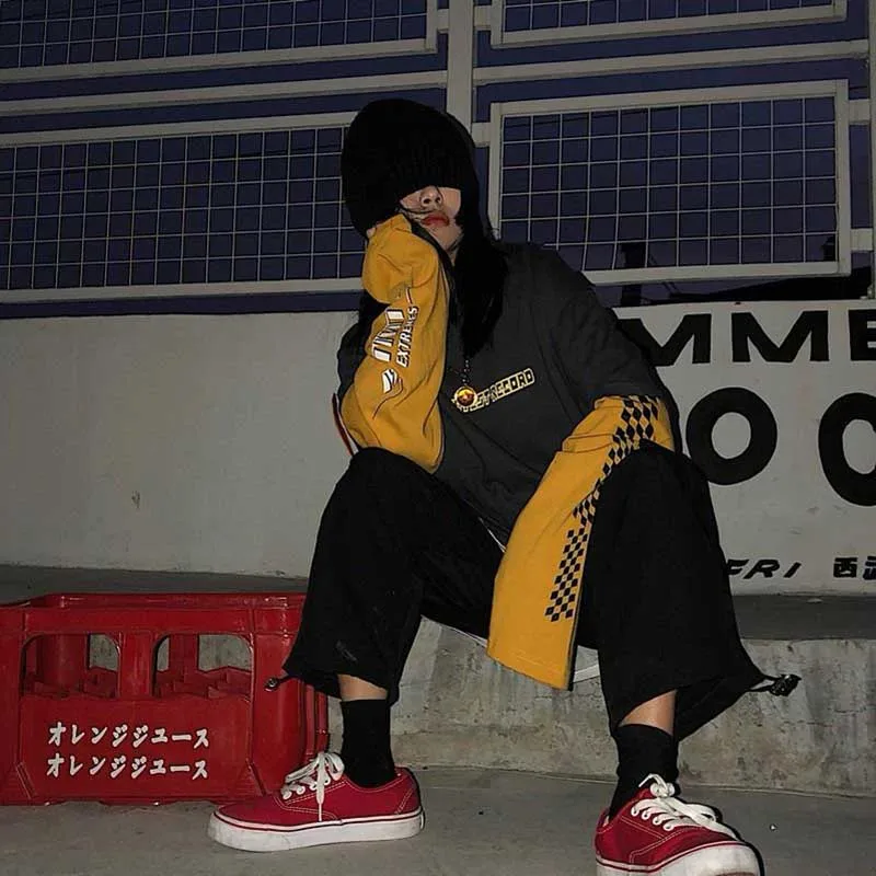 Harajuku футболка уличная хип хоп футболки для мужчин и женщин Повседневная Весенняя футболка с длинным рукавом Свободная футболка мода Япония футболка