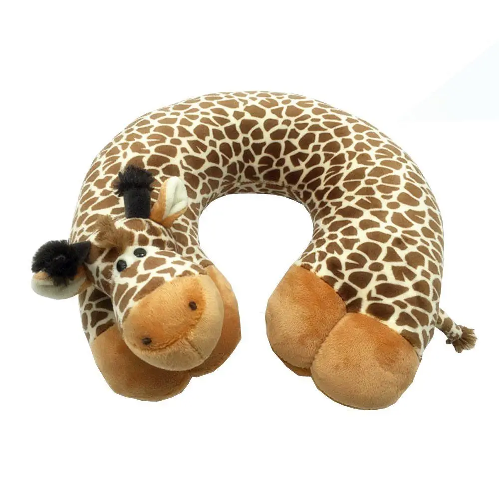 Giraffe Для детей U-фигурный плюшевый подушка для путешествий с рисунками зверей из мультфильмов к автомобильному подголовнику 5 стилей мягкая подушка для путешествий - Цвет: Giraffe