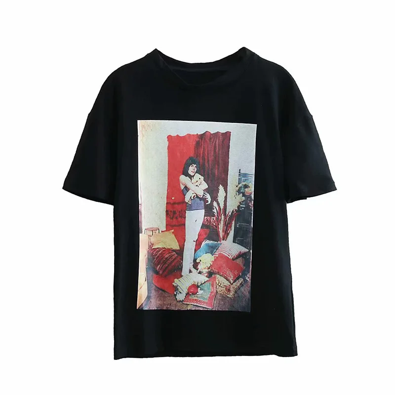 

Women 2021 Fashion Trendy Ladies Print T Shirt Vintage O Neck Short Sleeve Female Basis T Shirts Blusas Chic Tops