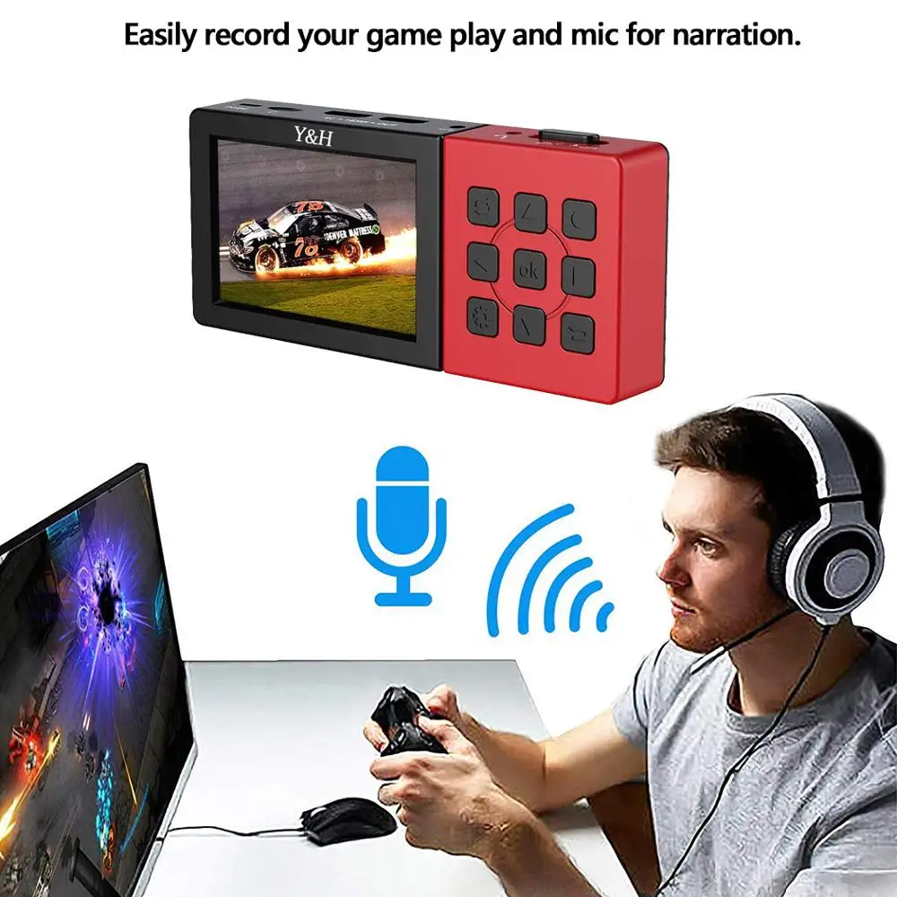 Ezcap273A HDMI Game capture 1080P60fps на Micro SD карту непосредственно с четким 3 5 &quotцветным экраном