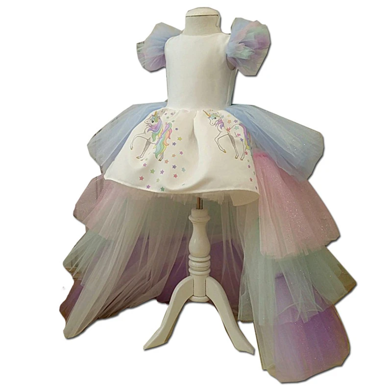 Детское платье с единорогом длинное Радужное для девочек | Детская одежда и обувь