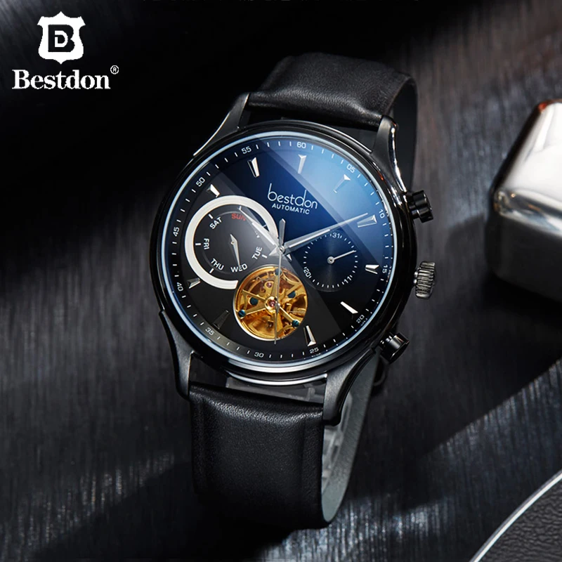 Мужские механические часы Bestdon Роскошные автоматические с турбийоном