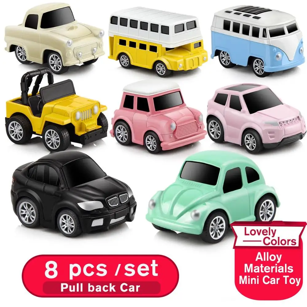 A 8 pcs for one set 8 шт./компл. без рамки, с изображением маленькой машины игрушка модель литья под давлением с инерционным мини брелок для автомобильных ключей, Набор машинок комплект детский спортивный костюм для маленьких мальчиков маленький oyuncak араба - Цвет: A 8 pcs for one set