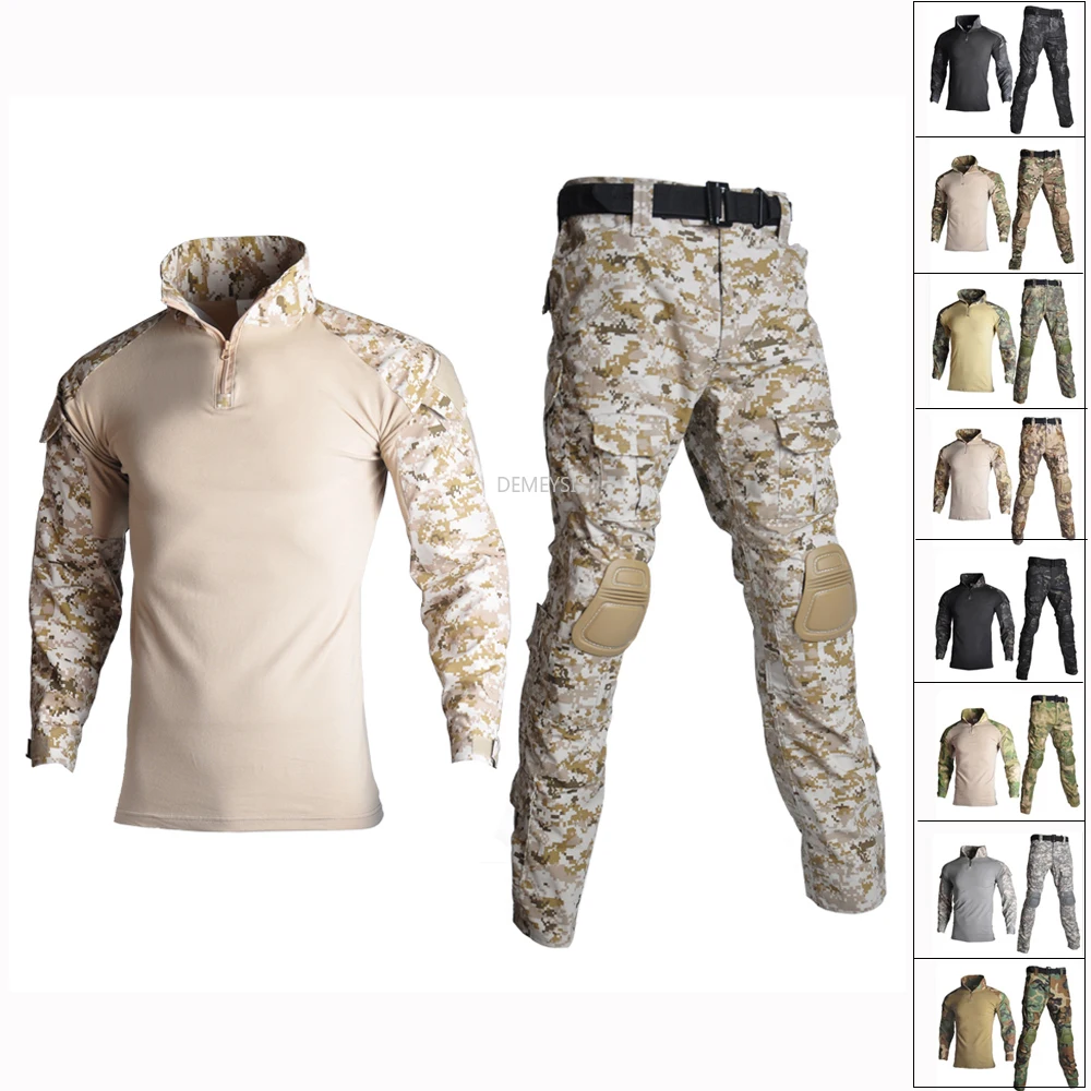 

Пустынная цифровая Военная армейская искусственная война, камуфляжная одежда, тактический боевой костюм с налокотниками и наколенниками