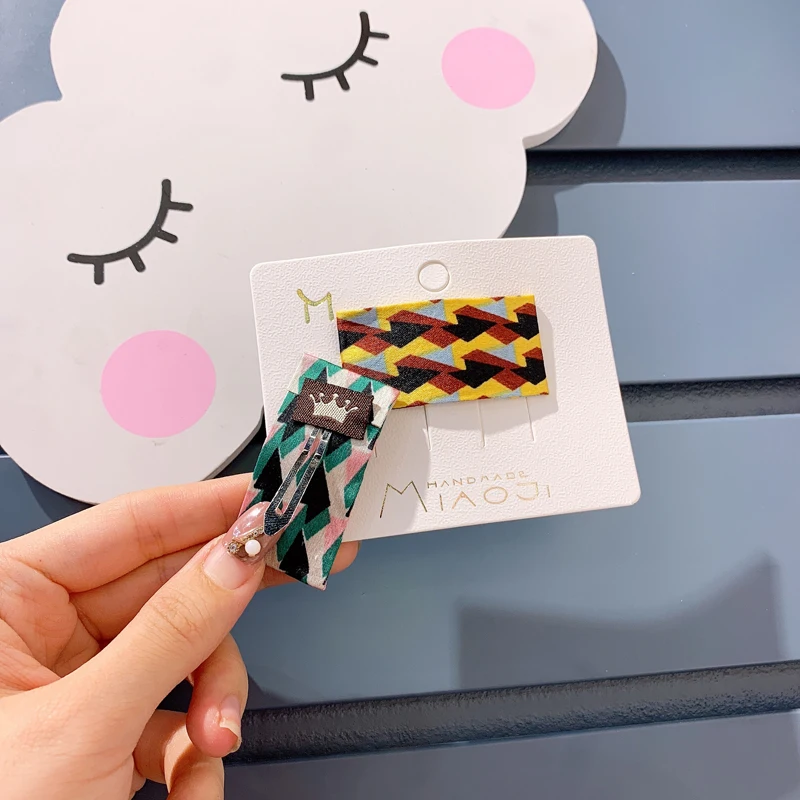 Детские заколки для волос милые цветочные с неправильным узором геометрическим