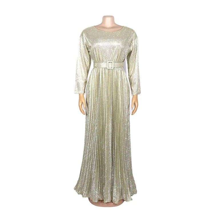 Robe De Soiree, вечернее платье с блестками, Волшебная нить, горячее тиснение, о-образный вырез, плиссированные вечерние платья, торжественное платье для женщин, элегантное