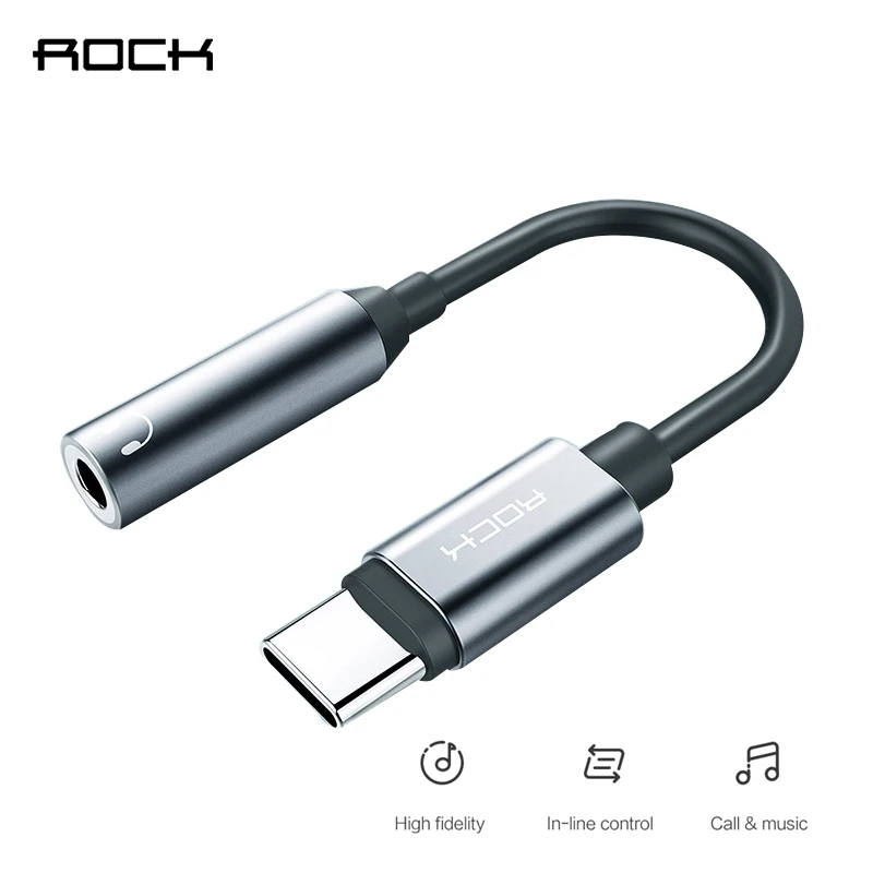 Адаптер aux ROCK Type C 3 5 мм с USB на Jack адаптер для наушников AUX Huawei P30 pro Mate 20 Xiaomi Mi 9 8 6 SE