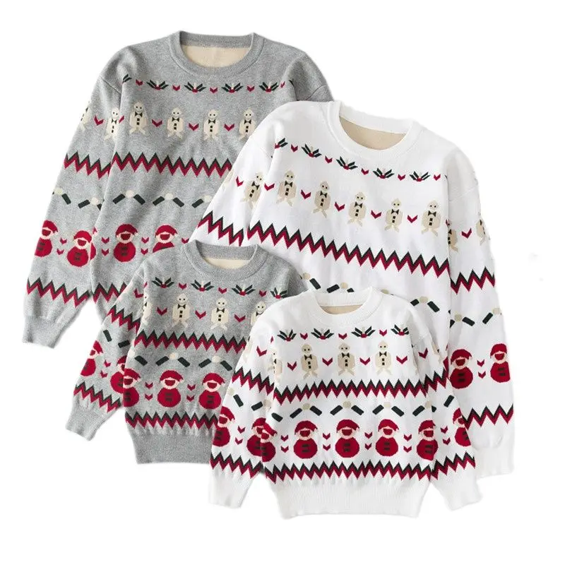 

Новогодняя семейная одежда, пуловер для мамы и дочки, свитер для отца, сына, Рождественский свитер, семейный образ