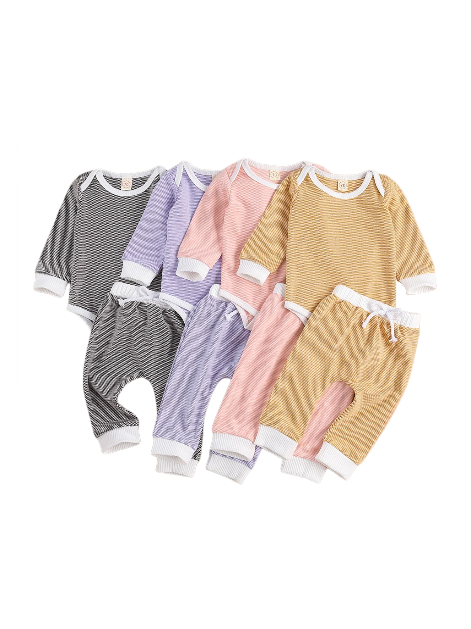 

WOSHILAOCAI Toddler Girls Clothes Set 2Pcs Outfits, Long Sleeve Round Neck Romper Top + Elastic Waist Long Pant for Autumn