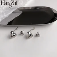 hangzhi 2021 new korean fashion back hanging love earrings trendy personality silver front and back peach heart earrings