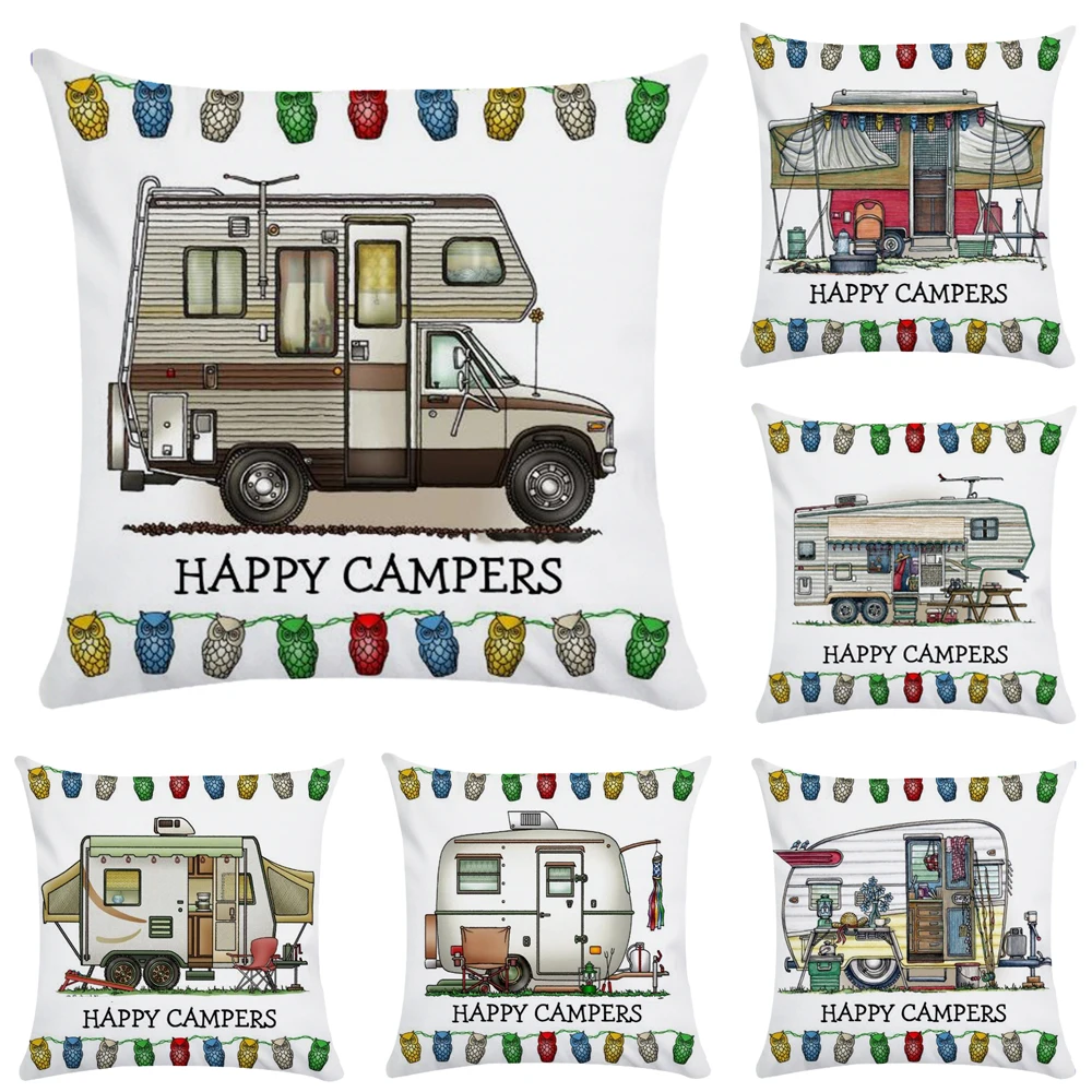 Чехол для подушки Happy and Campers чехол из полиэстера дивана CR127|Наволочки| |