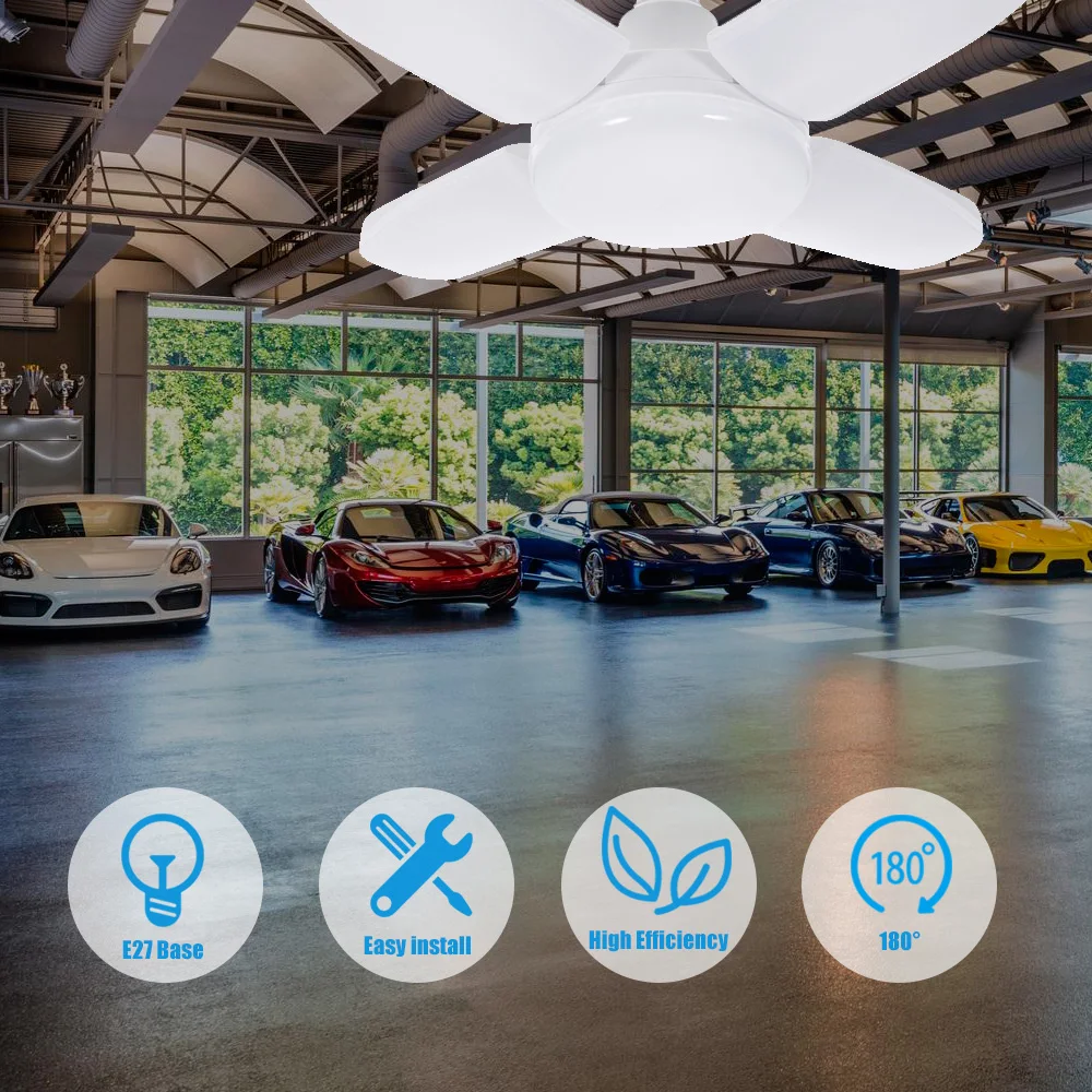 E27 светодиодный лампы AC 85-265V складной Вентилятор лезвие 2/3/4/5 потолочные вентиляторы гаражное освещение с регулируемым углом наклона светодиодный s свет для комнатных растений домашний декор