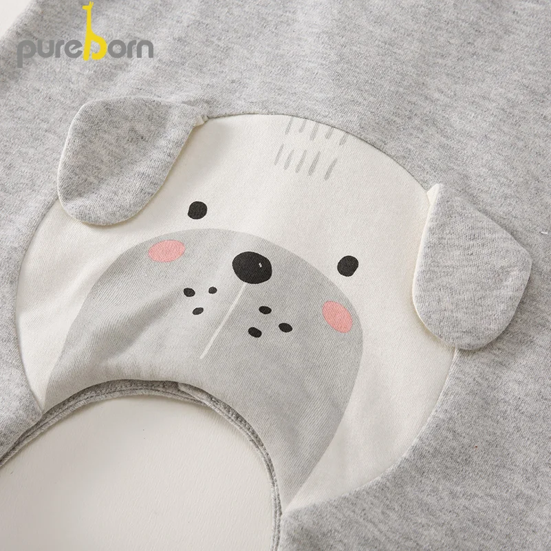 Pureborn/Одежда для новорожденных; унисекс; одежда для малышей; носки с изображением животных из мультфильма+ шапочка для маленьких девочек и мальчиков; хлопковая одежда для сна и игр