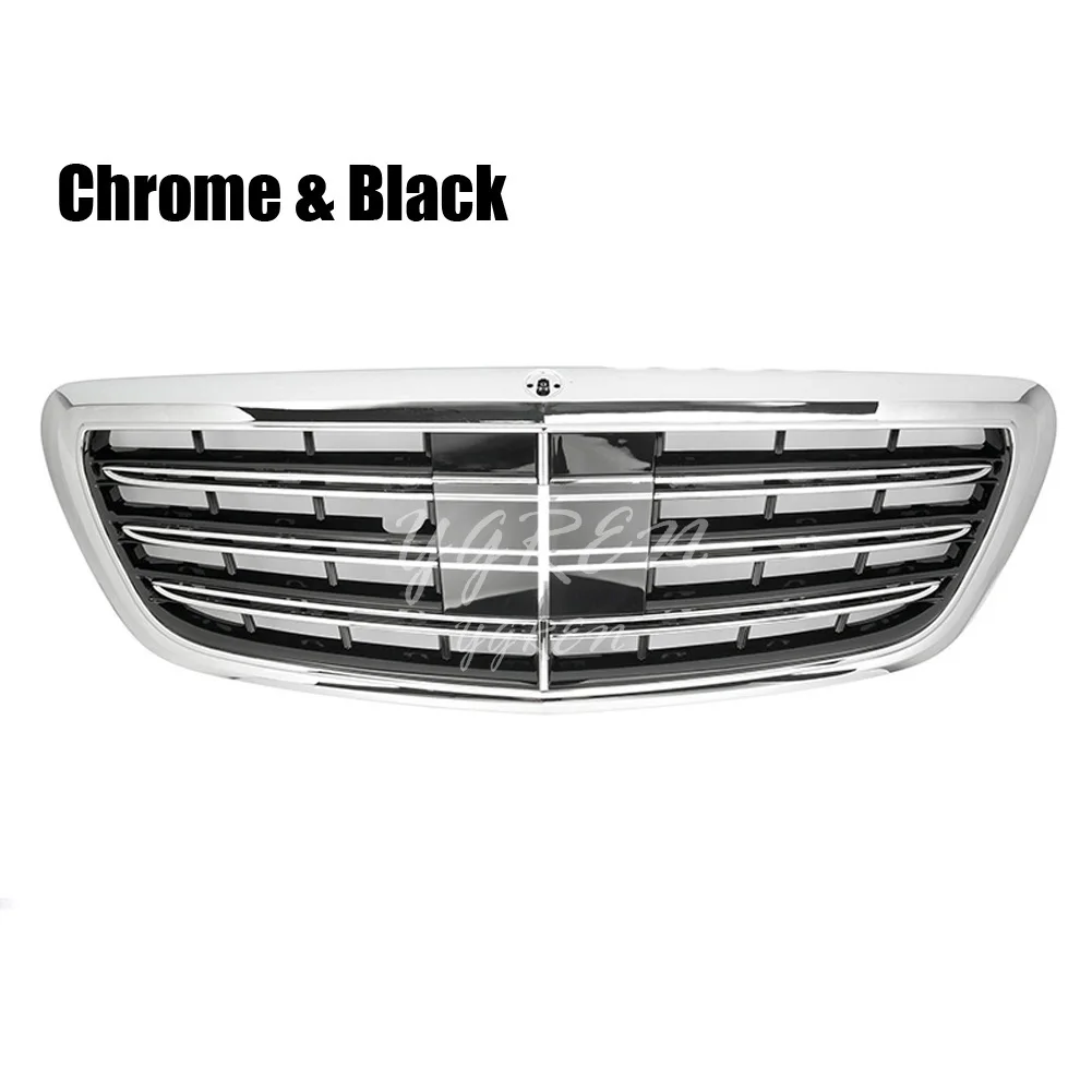 Решетка радиатора Передняя GT R для Mercedes Benz S Class W222 2014-2018 хром Черная | Автомобили и