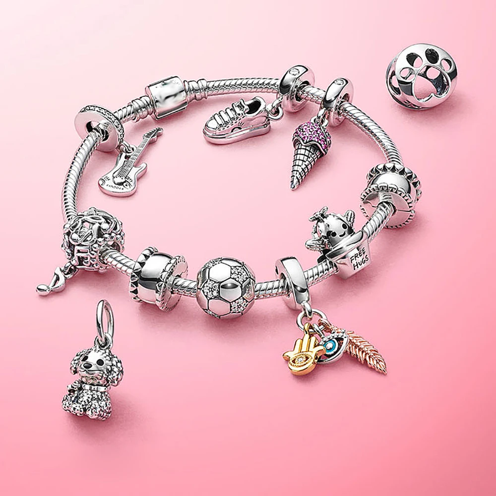 

Ahthen S925 Sterling Silver Beads Openwork Music Notes Charms fit Original Pandora Bracelets Women DIY Jewelry Making