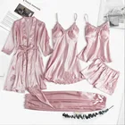 5 шт., одежда для сна, пижамы для девочек, набор Pyjamamas в стиле пэчворк с кружевом Свадебные Ночное район Домашняя одежда ночная рубашка; Одежда для сна, костюм