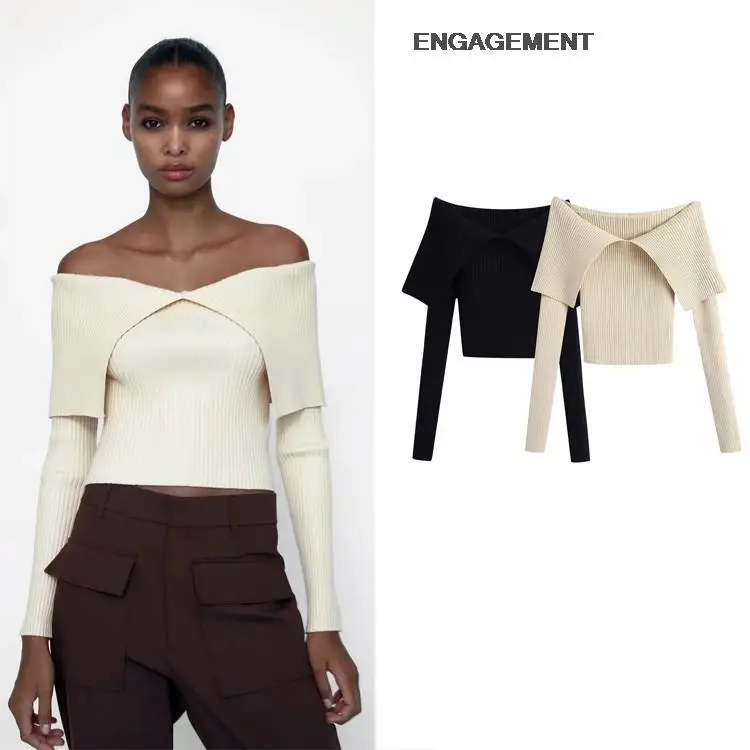 

ENGAGEMENT za 2021 female French court light-cooked sweater autumn winter women jacket stretch slim short knit sweater