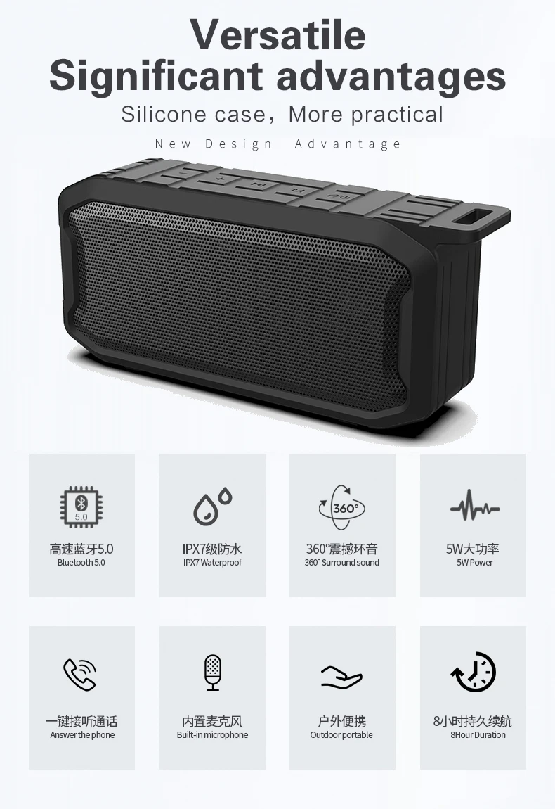 

Y3 IPX7 Waterproof protable Speaker Outdoor Wireless protable 5.0 Subwoofer U Disk Wireless Call TWS Series Audio
