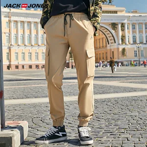 Мужские уличные хип-хоп брюки Jack Jones из 100% хлопка, Свободные повседневные брюки с завязками на лодыжке  219314539