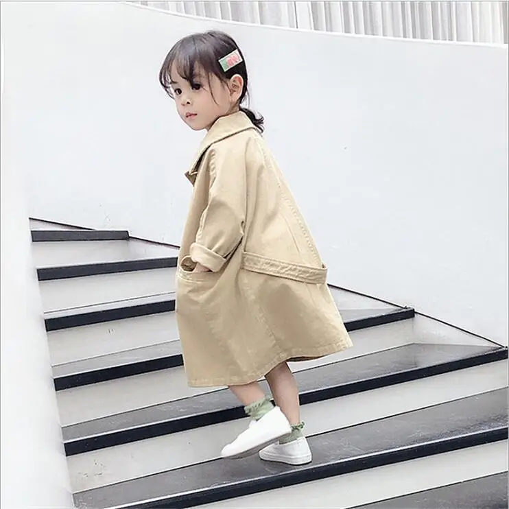 Детский тренчкот модная Повседневная ветровка для девочек на весну и осень