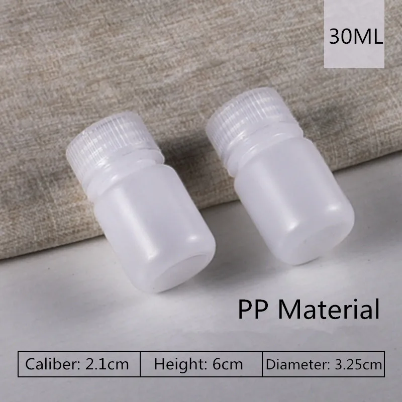 30ML translucent 2 шт./лот многоразовые пластиковые бутылки с широким горлышком с винтовой крышкой пищевой Полипропиленовый Контейнер 5 мл-500 мл - Цвет: 30ML translucent