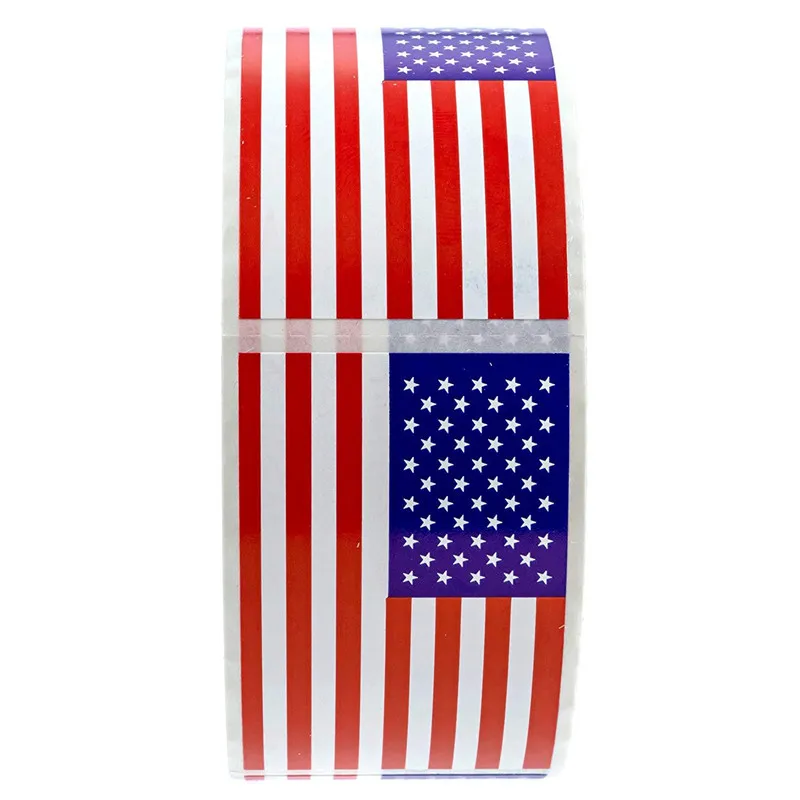 

250Pcs/roll American Flag Stickers Patriotic Sticker 2 x 1 inch for Wedding decoration labels DIY Party Supplies USA Stickers