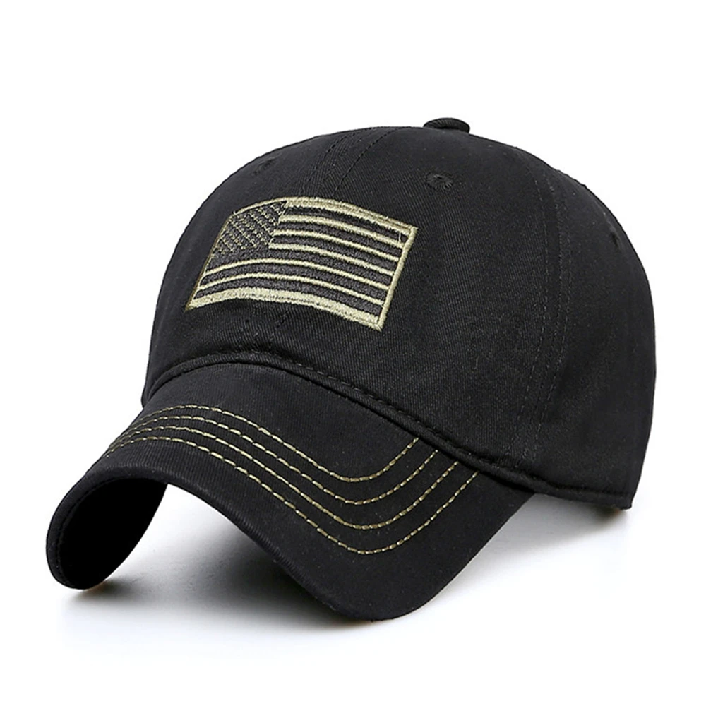 New Men American Sports Tonal Flag Patch Embroidery Curved Cap Military Tactical Operator Detachable Baseball Army Camo Hat
