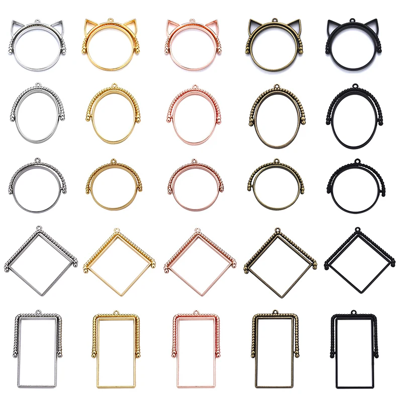 Подвеска из сплава с открытой рамкой поворотная основа для ожерелья сережек