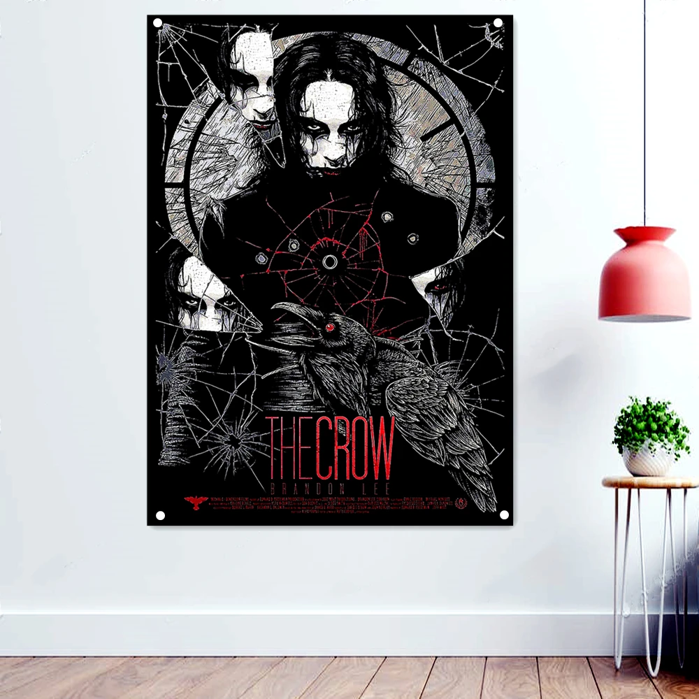 

THE CROW Death Metal Artwork Banner Creepy Background Tapestry Horror Occult Evil Dark Art Wallpaper Poster Rock Flag Wall Decor