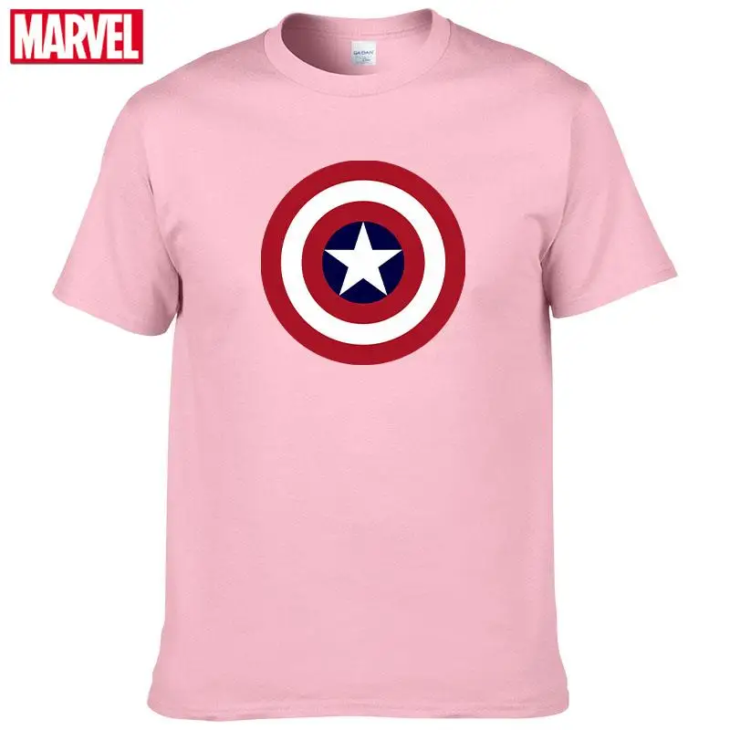 Мужская хлопковая футболка с коротким рукавом принтом Marvel The Avengers Captain America лето