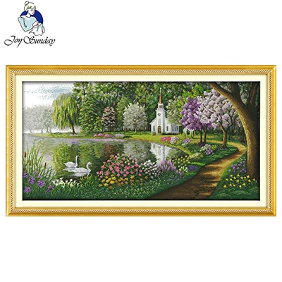 Приозерный пейзаж серия сделай сам Набор для вышивки крестиком 11CT 14CT DMC на холсте