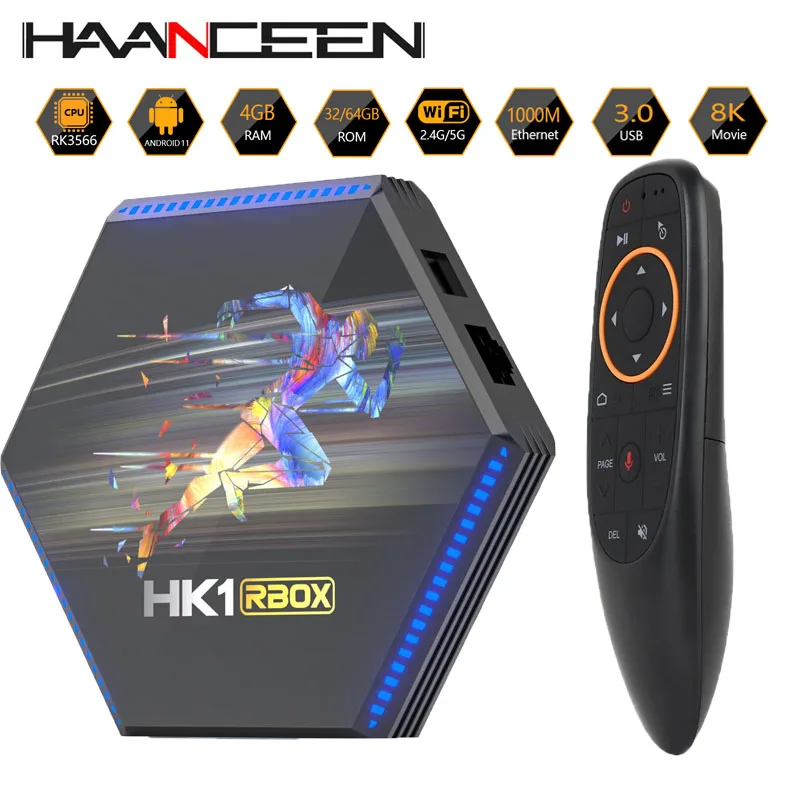 Высокопрофильный HK1RBOX R2 8 Гб RAM 64 ROM Android 11 0 TV BOX RK3566 четырехъядерный 2 4G + 5G WiFi Bluetooth
