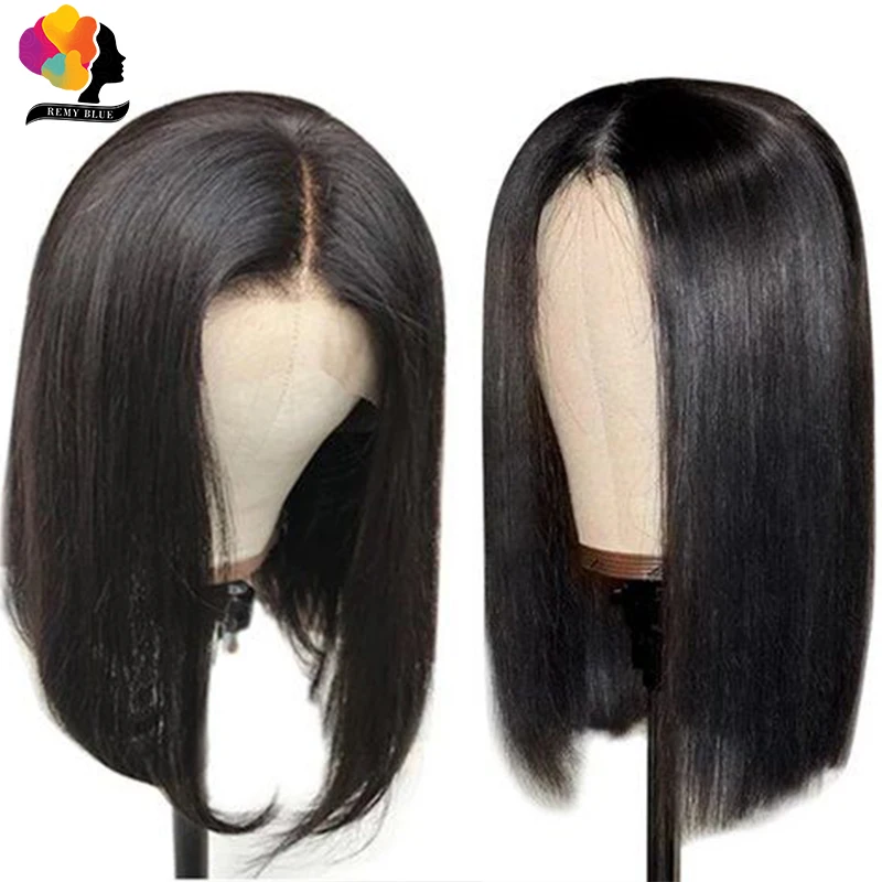 Короткий парик Боб из человеческих волос на сетке спереди перуанские прямые